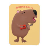 Cute singing capybara ukulele cartoon magneet (Verticaal)