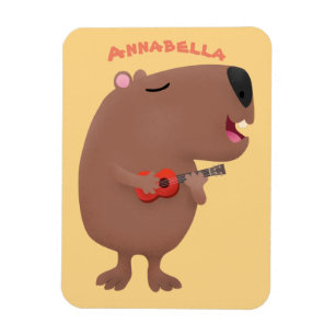 Cute singing capybara ukulele cartoon magneet