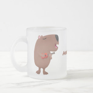 Cute singing capybara ukulele cartoon matglas koffiemok