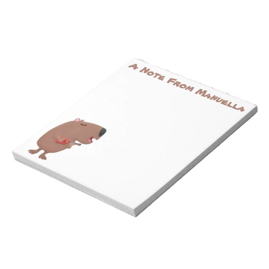 Cute singing capybara ukulele cartoon notitieblok (Linkerzijde)