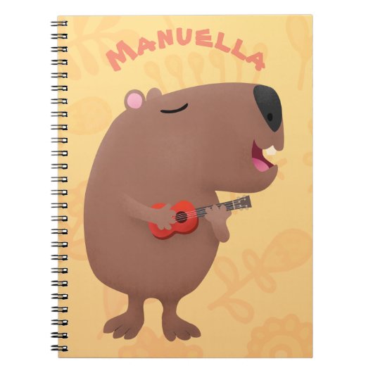 Cute singing capybara ukulele cartoon notitieboek (Voorkant)