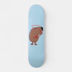Cute singing capybara ukulele cartoon persoonlijk skateboard