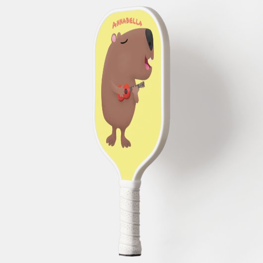 Cute singing capybara ukulele cartoon pickleball paddle (Links)