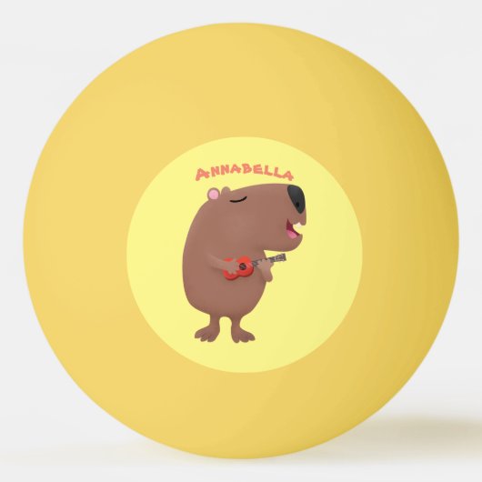 Cute singing capybara ukulele cartoon pingpongbal (Achterkant)
