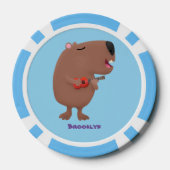 Cute singing capybara ukulele cartoon poker chips (Achterkant)