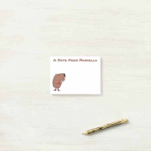 Cute singing capybara ukulele cartoon post-it® notes (Op bureau)