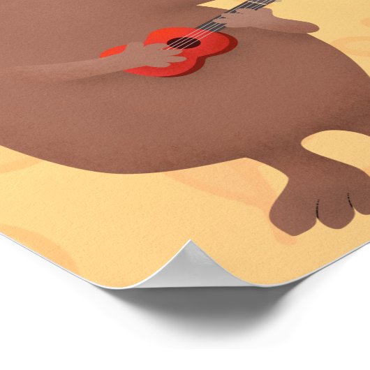 Cute singing capybara ukulele cartoon poster (Hoek)