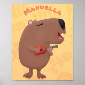 Cute singing capybara ukulele cartoon poster (Voorkant)