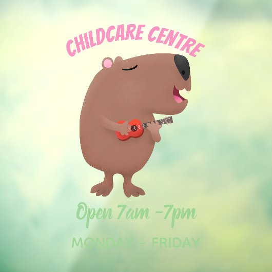 Cute singing capybara ukulele cartoon raamsticker (Vel 3)