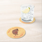 Cute singing capybara ukulele cartoon ronde kartonnen onderzetter (Insitu)