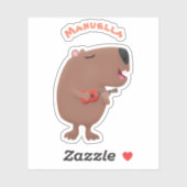 Cute singing capybara ukulele cartoon sticker (Vel)