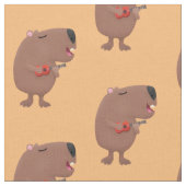 Cute singing capybara ukulele cartoon stof (Close Up)