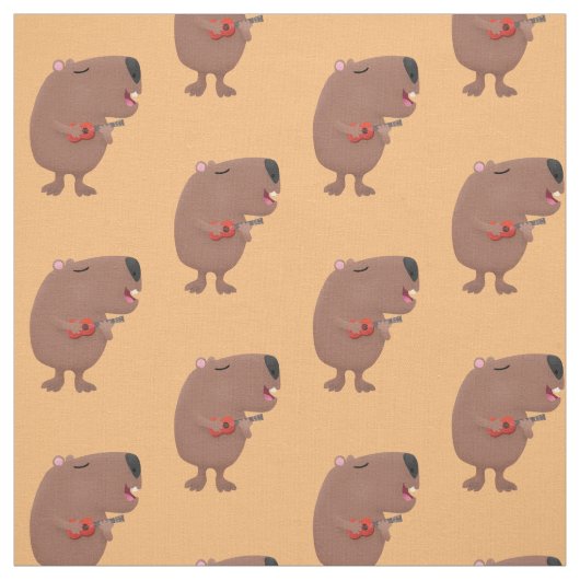 Cute singing capybara ukulele cartoon stof (Swatch)