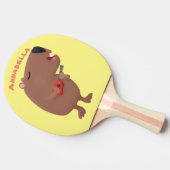 Cute singing capybara ukulele cartoon tafeltennisbatje (Zijkant)