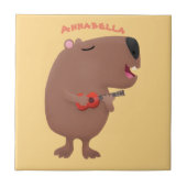 Cute singing capybara ukulele cartoon tegeltje (Voorkant)