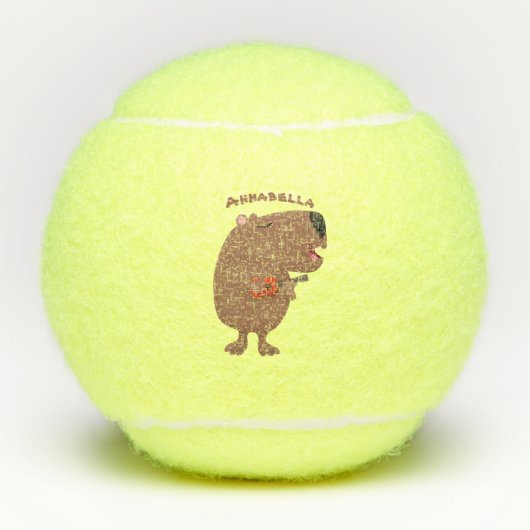 Cute singing capybara ukulele cartoon tennisballen (Voorkant)
