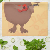 Cute singing capybara ukulele cartoon theedoek (Gevouwen)