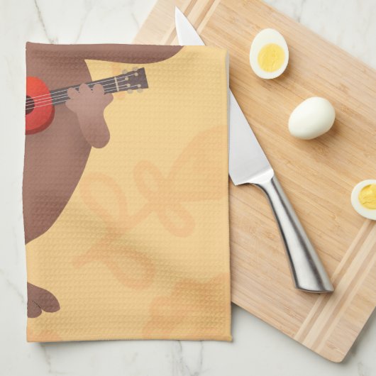 Cute singing capybara ukulele cartoon theedoek (Quarter Fold)