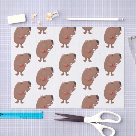 Cute singing capybara ukulele cartoon tissuepapier (Craft)