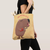 Cute singing capybara ukulele cartoon tote bag (Dichtbij)
