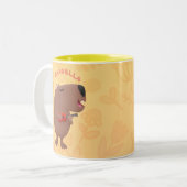 Cute singing capybara ukulele cartoon tweekleurige koffiemok (Voorkant links)