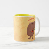 Cute singing capybara ukulele cartoon tweekleurige koffiemok (Voorkant rechts)