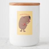 Cute singing capybara ukulele cartoon voedselcontainer etiket (Voorkant)