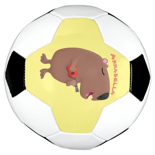 Cute singing capybara ukulele cartoon voetbal (Gedraaid)