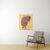 Cute singing capybara ukulele cartoon wandkleed (In situ)