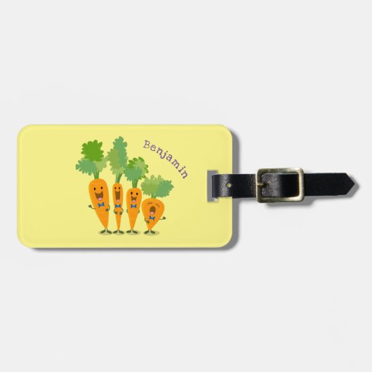 Cute singing carrot cartoon illustratie bagagelabel (Voorkant horizontaal)