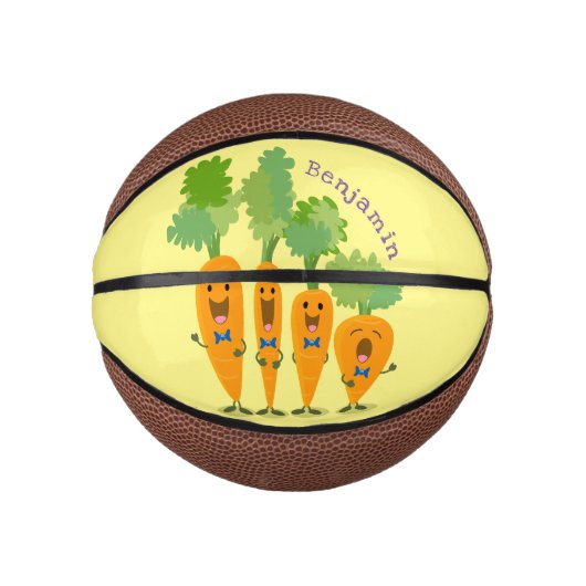 Cute singing carrot cartoon illustratie basketbal (Voorkant)