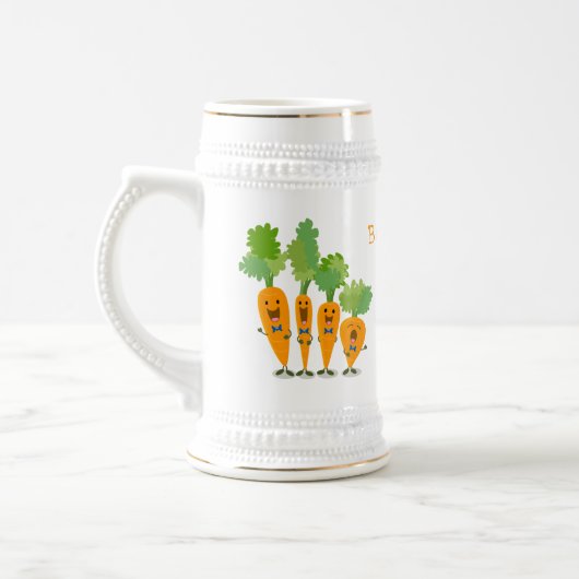 Cute singing carrot cartoon illustratie bierpul (Links)