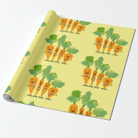 Cute singing carrot cartoon illustratie cadeaupapier (Uitgerold)
