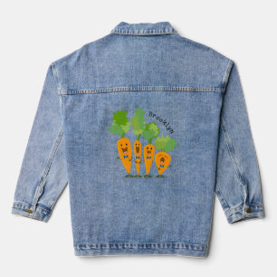 Cute singing carrot cartoon illustratie denim jacket