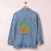 Cute singing carrot cartoon illustratie denim jacket (Hangar)