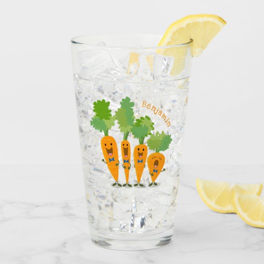 Cute singing carrot cartoon illustratie glas (Achterkant ijs)