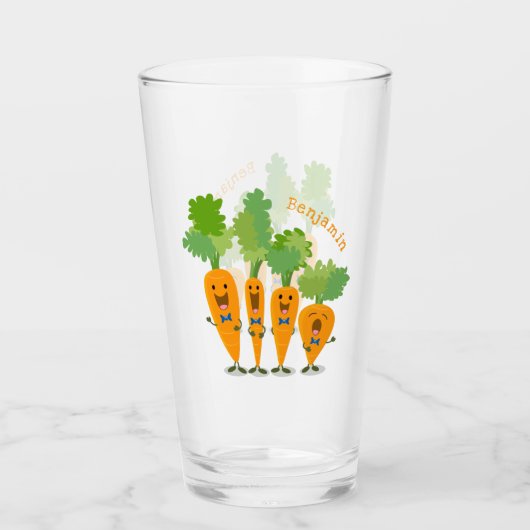 Cute singing carrot cartoon illustratie glas (Voorkant)