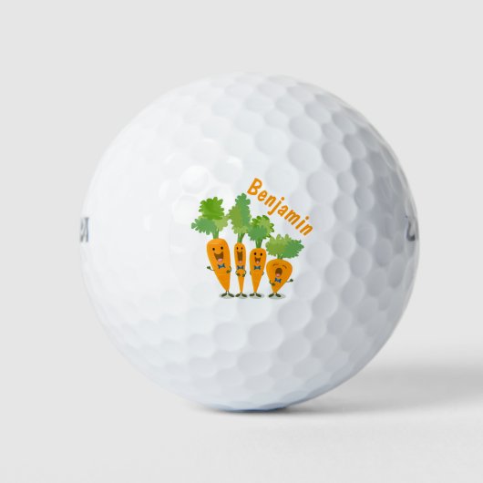 Cute singing carrot cartoon illustratie golfballen (Voorkant)