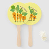 Cute singing carrot cartoon illustratie handwaaier (Voorkant en achterkant)