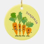 Cute singing carrot cartoon illustratie keramisch ornament (Achterkant)