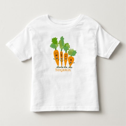 Cute singing carrot cartoon illustratie kinder shirts (Voorkant)