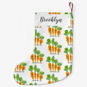 Cute singing carrot cartoon illustratie kleine kerstsok (Achterkant)