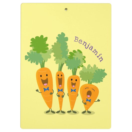 Cute singing carrot cartoon illustratie klembord (Achterkant)