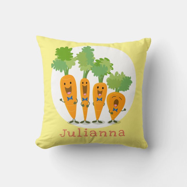 Cute singing carrot cartoon illustratie kussen (Voorkant)