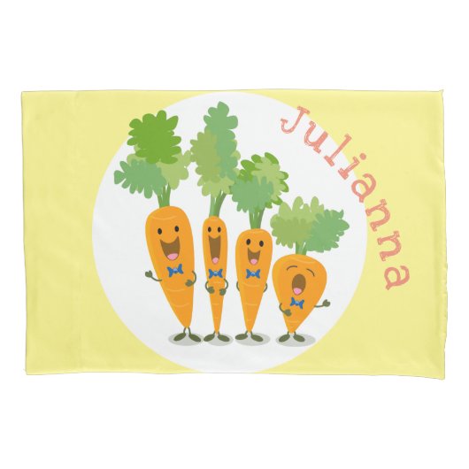 Cute singing carrot cartoon illustratie kussensloop (Voorkant)