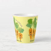 Cute singing carrot cartoon illustratie latte mok (Voorkant)