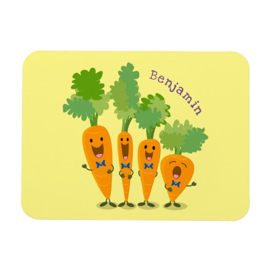 Cute singing carrot cartoon illustratie magneet (Horizontaal)