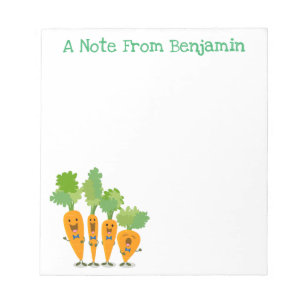 Cute singing carrot cartoon illustratie notitieblok