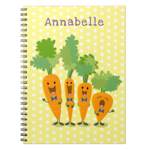 Cute singing carrot cartoon illustratie notitieboek