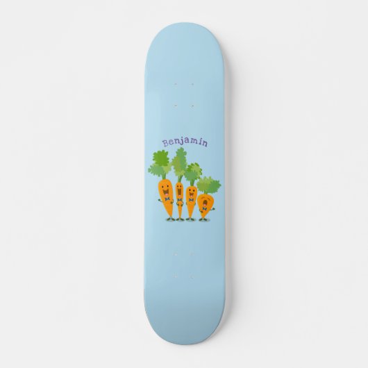 Cute singing carrot cartoon illustratie persoonlijk skateboard (Voorkant)